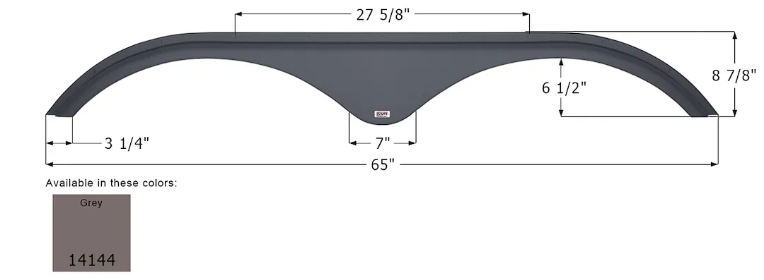 14144 – ICON Fender Skirt, Vehicle Fitment: Certain Pilgrim 5th Wheels And Travel Trailers Models 65 Inch Length x 8-...